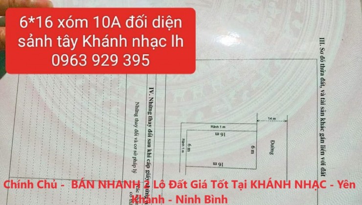 Chính Chủ -  BÁN NHANH 2 Lô Đất Giá Tốt Tại KHÁNH NHẠC - Yên Khánh - Ninh Bình